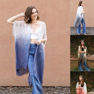 Ombre Vertical Stitched Boho Kimono